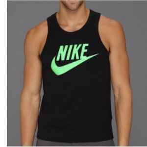Nike Men’s Black Tank Top with Neon Yellow Logo